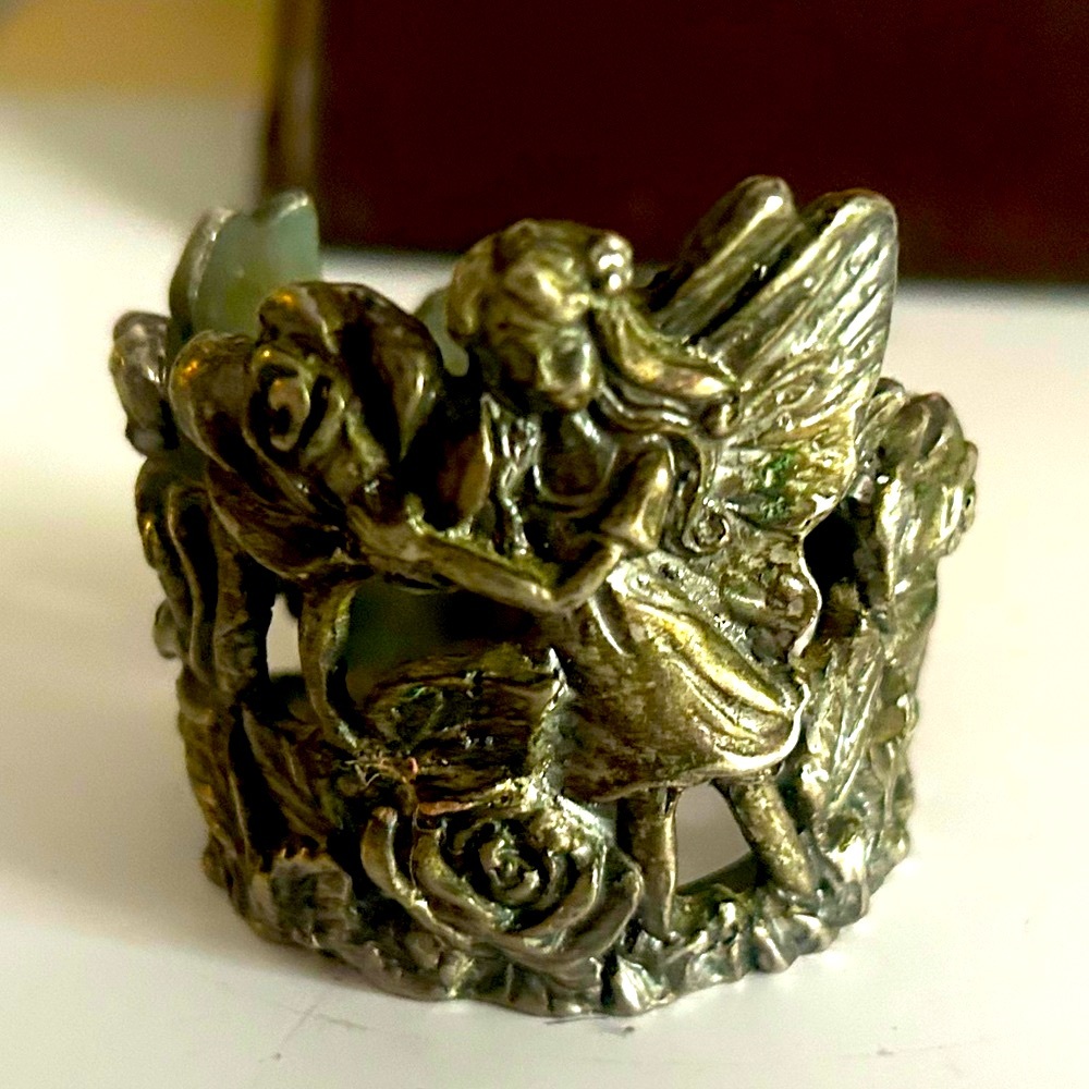 Vintage Pewter Floral Fairy Flowers Openwork Candle Holder Cottagecore